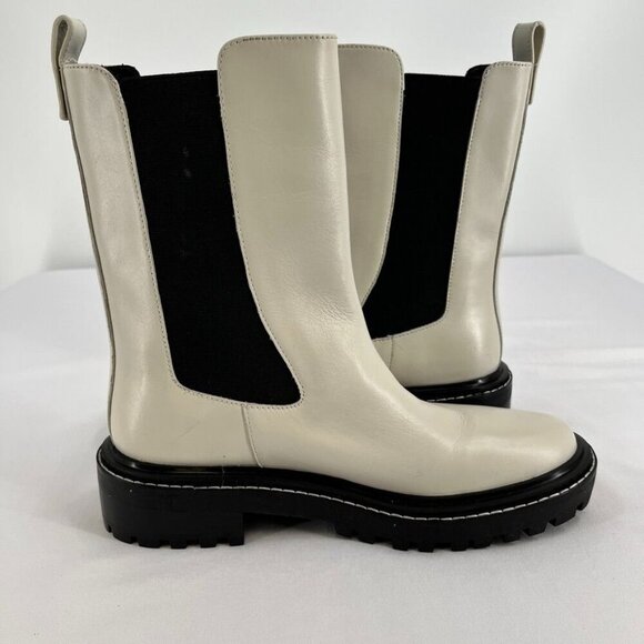 Tory Burch Women's Size 9 Benton Boot Vachetta Calf Heavy Boots In Ivory/Black - Picture 8 of 15